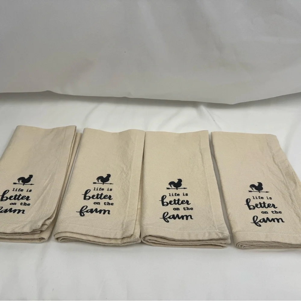 Farmhouse Kitchen Napkins with Black Print